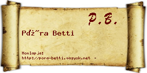 Póra Betti névjegykártya